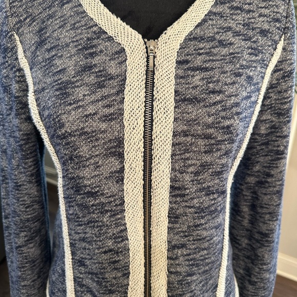 Tart Collections Georgiana Sweater Jacket Navy Cream Women Large - Picture 3 of 12